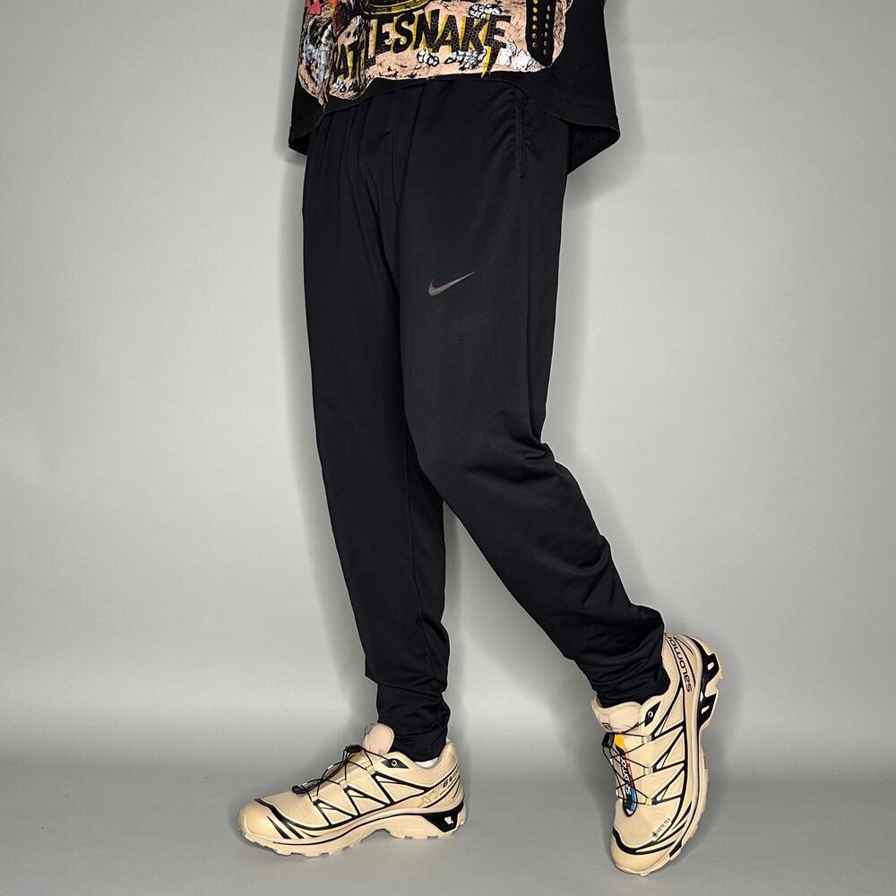 Vintage Y2K Nike Sweatpants Mens L Black Grey Swoosh Dri Fit Polyester Joggers